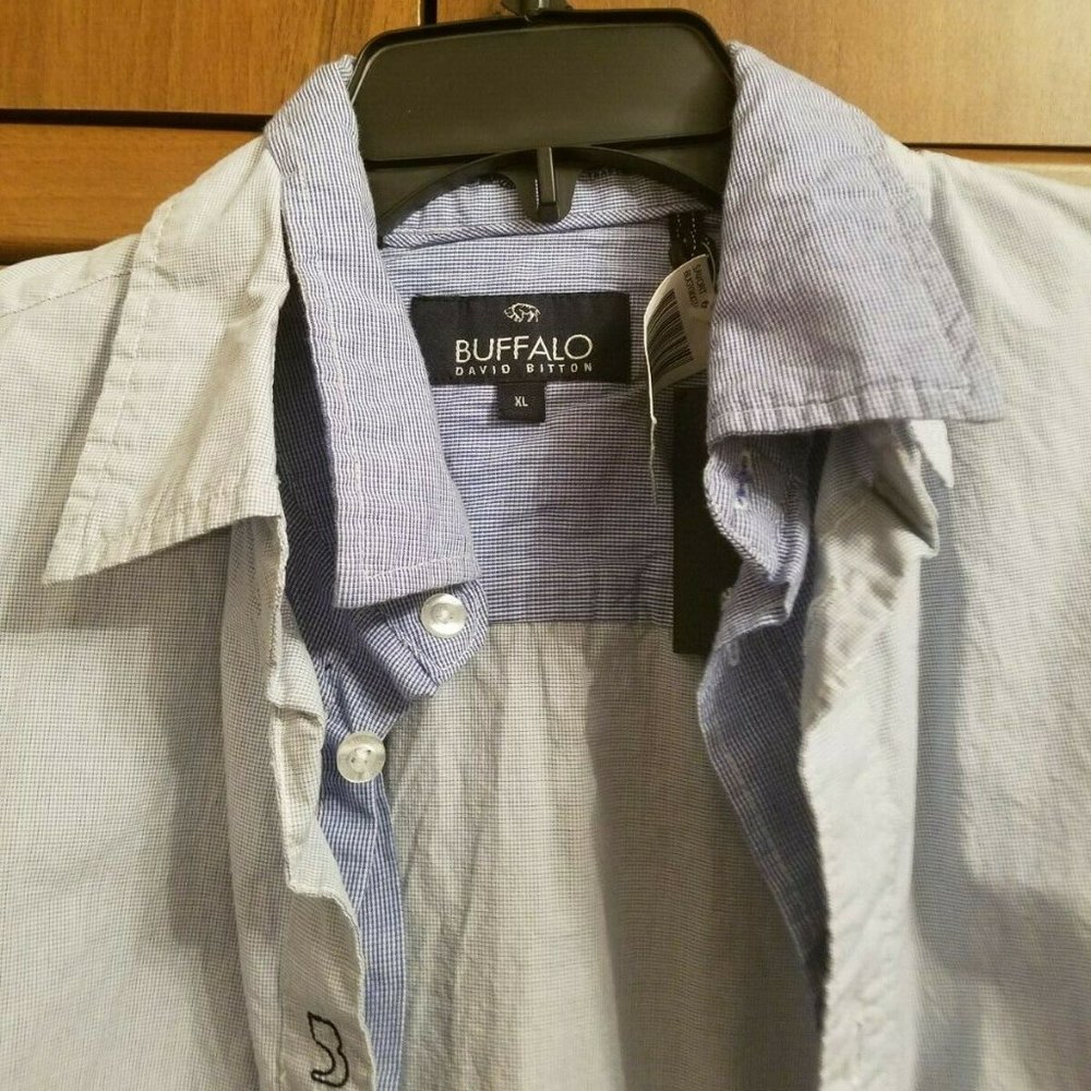 NWT AUTHENTIC Sz XL L BUFFALO David Bitton Mikado Combo Collar 100% Cotton Shirt